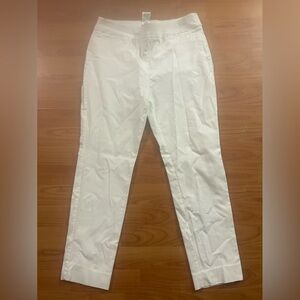 CHICO'S White STRETCH TWILL Mid-Rise STRAIGHT LEG Pull-On Pants Sz 0.5P (US=6P)